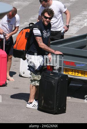 Il calciatore Christian Vieri arriva a Formentera, Isole Baleari, Spagna. Foto Stock