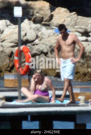 Barbara Berlusconi e il marito Giorgio Valaguzza in vacanza nella loro casa Villa Certosa a Porto Cervo, Sardegna. Foto Stock