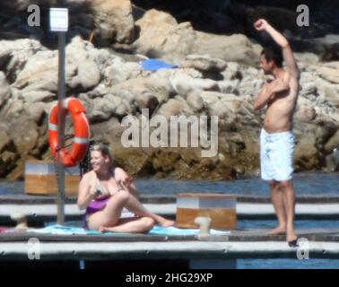 Barbara Berlusconi e il marito Giorgio Valaguzza in vacanza nella loro casa Villa Certosa a Porto Cervo, Sardegna. Foto Stock