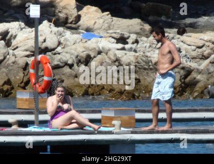 Barbara Berlusconi e il marito Giorgio Valaguzza in vacanza nella loro casa Villa Certosa a Porto Cervo, Sardegna. Foto Stock