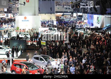 La prima giornata stampa al Salone di Ginevra a Ginevra, in Svizzera. Foto Stock
