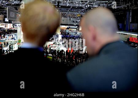 La prima giornata stampa al Salone di Ginevra a Ginevra, in Svizzera. Foto Stock