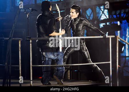 Il Tokio Hotel si esibirà durante il tour "Welcome to Humanoid City", Padova Italia. Foto Stock