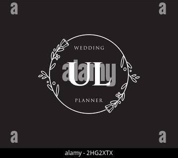 Logo femminile UL. Utilizzabile per la natura, salone, centro benessere, cosmetici e loghi di bellezza. Elemento modello di disegno con logo a vettore piatto. Illustrazione Vettoriale