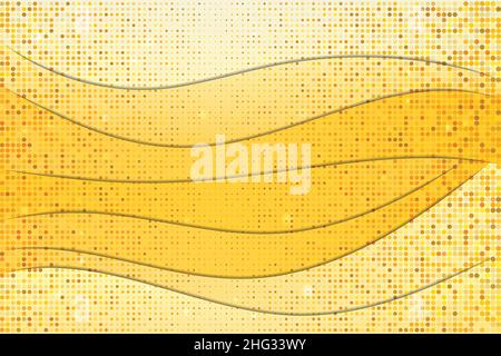 Curva astratta giallo onda d'oro sfondo mezzitoni tema estivo Banner Vector Illustrazione Vettoriale