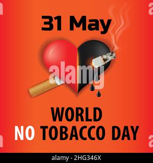 World No Tobacco Day Poster Banner 31 maggio, dire No al tabacco, Health Hazard Illustrazione Vettoriale