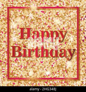 Buon compleanno brillantante glitter scintillio Postcard cartolina poster biglietto d'auguri Illustrazione Vettoriale