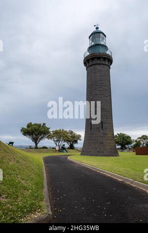Black Lighthouse a Queenscliff, Victoria Australia Foto Stock