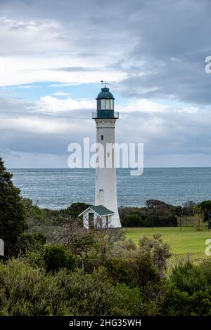 White Lighthouse a Queenscliff, Victoria Australia Foto Stock