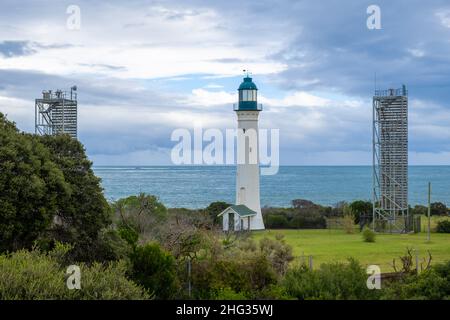 Queenscliff Low White Lighthouse a Melbourne, Australia Foto Stock