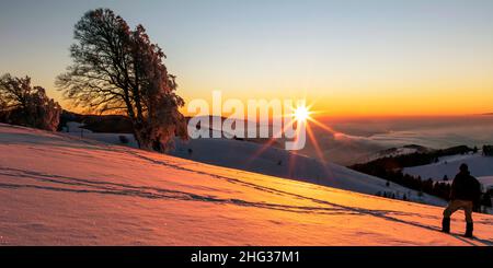 Sonnenuntergang am Schauinsland im Schwarzwald Foto Stock