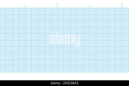 Carta per ecg bianca blu sfondo trasparente per la registrazione della frequenza cardiaca. Pagina ospedale diagramma ekg digitale. Griglia vettoriale millimetrica. Pat. Geometrico Illustrazione Vettoriale
