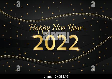Felice anno nuovo 2022 Abstract sfondo dorato e lucido Illustrazione Vettoriale