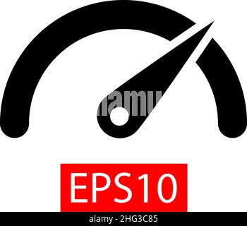 Il tachimetro, il contagiri, l'indicatore e l'icona delle prestazioni. Logo del segnale di velocità rapida. Concetto di velocità Illustrazione Vettoriale