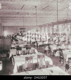 Foto d'epoca della sala da pranzo dell'Arlington Hotel, Hot Springs, Arkansas., U.S.A. 1897 Foto Stock