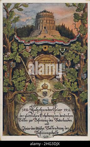 Manifesto commemorativo vintage tedesco dedicato al centenario della battaglia di Lipsia, 1813-1913. Germania Battaglia di Lipsia, conosciuta anche come Battl Foto Stock