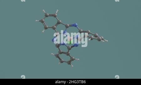 Boro Subftalocianina cloruro scienza molecola o atomo sfondo astratto struttura medica 3D rendering illustrazione Foto Stock