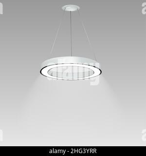 Lampada a sospensione rotonda. Illuminazione interna di stile contemporaneo. Illustrazione vettoriale realistica Illustrazione Vettoriale