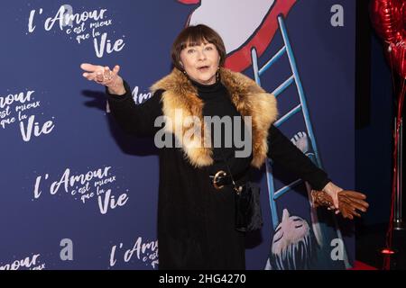 Parigi, Francia, il 17 gennaio 2022, Anteprima del film l'Amour c'est mieux que la vie di Claude Lelouch, Macha Meryl, Franois Loock / Alamy Foto Stock