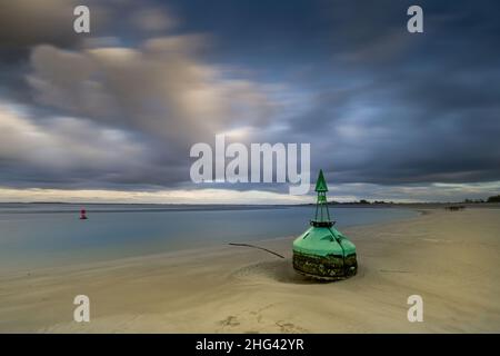 Le soleil se lève dans la baie de Somme Foto Stock