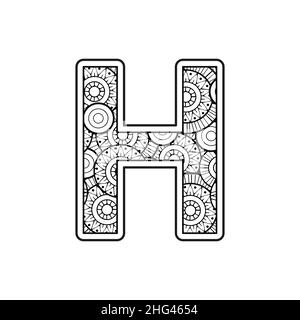 Alfabeto ornamentale bianco e nero. Pagina da colorare Immagine e Vettoriale  - Alamy