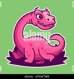 SIMPATICO DINOSAURUS ADATTO PER LOGO, ICONE, ADESIVI E ATTIVITÀ CORRELATE Illustrazione Vettoriale