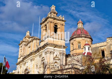 La Chiesa barocca di nostra Signora di Liesse - Chiesa di Ta Liesse - vicino alle rive del Porto Grande - Valletta, Malta. 2nd del febbraio 2016 Foto Stock