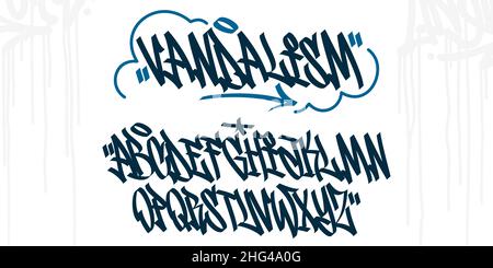 Bold astratto hiphop scritto a mano Graffiti Street Art Style Font Alphabet Illustrazione vettoriale Illustrazione Vettoriale