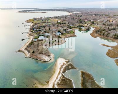 Paesaggio invernale a Shelter Island, NY Foto Stock