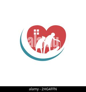 Immagine vettoriale logo anziani senior care design Best logo Illustrazione Vettoriale