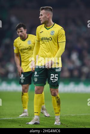 Glasgow, Scozia, 17th gennaio 2022. James Scott di Hibernian durante la partita della Scottish Premier League al Celtic Park, Glasgow. Il credito dell'immagine dovrebbe leggere: Neil Hanna / Sportimage Foto Stock