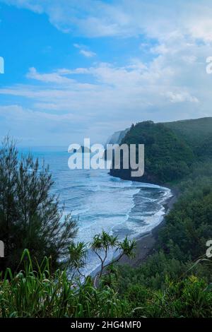 La splendida vista della valle di Pololu sulla Big Island delle Hawaii Foto Stock