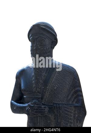 Statua con l'iscrizione di Puzur Ishtar, governatore di Mari. Museo Archeologico di Istanbul, Turchia. Foto Stock