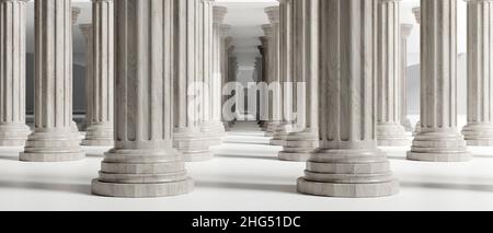 Pilastro, colonna di pietra di marmo, antico greco e romano edificio di lusso dettagli architettonici. 3d illustrazione Foto Stock