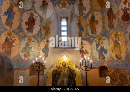 Suzdal, Russia - 24 settembre 2019: Affreschi nella Cattedrale della Trasfigurazione nel Monastero di Spaso-Evfimie a Suzdal, respublika Tartastan, Russ Foto Stock