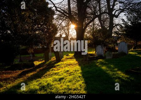 Thaxted Essex Inghilterra Gennaio 2022 Thaxted Chiesa cimitero. Foto Stock