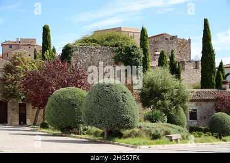 Trujillo.Street scene.quiet strada laterale, provincia di Caceres, Estremadura. Città rinascimentale/medievale, sede del Conquistador Pizarro. Architettura. Foto Stock