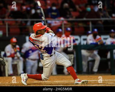 MAZATLAN, MESSICO - 03 FEBBRAIO: Joneswhy Fargas di Los Criollos de Caguas, durante la partita tra Colombia e Porto Rico come parte della Serie del Caribe 2021 al Teodoro Mariscal Stadium il 3 febbraio 2021 a Mazatlan, Messico. (Foto di Luis Gutierrez/Norte foto) Foto Stock