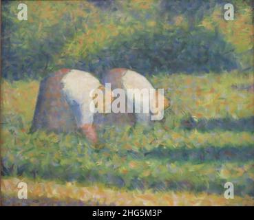 Azienda Agricola Le donne al lavoro di Georges Seurat, 1882-83. Foto Stock