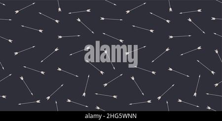 Ripetizione senza giunture, frecce. Frecce bianche su sfondo nero scuro. Bianco e nero motivo senza cuciture con frecce per texture, tessuto. Freccia bianca su sfondo nero. Illustrazione vettoriale Illustrazione Vettoriale