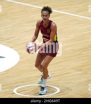 Jade Clarke in Inghilterra durante la partita Netball Quad Series alla Copper Box Arena di Londra. Data foto: Martedì 18 gennaio 2022. Foto Stock