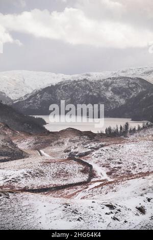 Thirlmere Reservoir da High Rigg, nel Lake District inglese Foto Stock