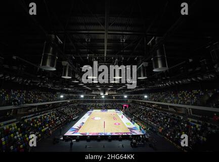 Una visione generale del campo durante la partita Netball Quad Series alla Copper Box Arena di Londra. Data foto: Martedì 18 gennaio 2022. Foto Stock