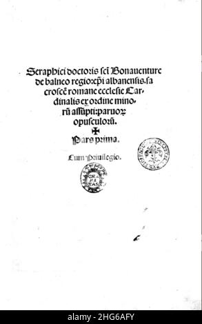 Seraphici doctoris sancti Bonauventure de Balneo 1 1504. Foto Stock