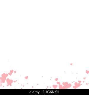 Cuore rosa amore confettis. San Valentino gradiente sfondo impeccabile. I cuori di carta cuciti cadenti si confettano su sfondo bianco. Vettore squisito Illustrazione Vettoriale