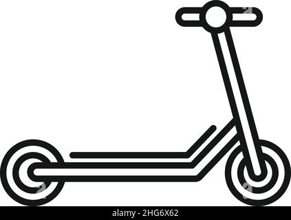 Memorizzare il vettore di contorno dell'icona dello scooter elettrico. Trotinette per biciclette. Trasporto ecologico Illustrazione Vettoriale