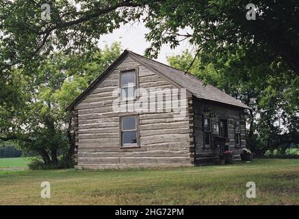 Sheyenne River Valley Scenic Byway - Slattum Cabin Sito storico Foto Stock
