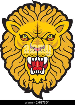Tatuaggio arrabbiato leone Illustrazione Vettoriale