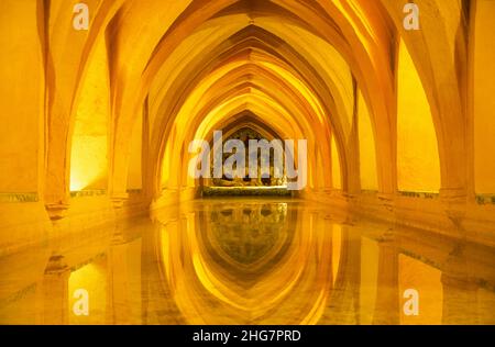 Bagni di Doña Maria de Padilla, Cisterna sotterranea, Pala reale Foto Stock