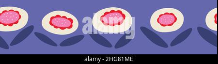 Motivo bordo floreale. Sfondo vettoriale senza giunture di fiori disegnati a mano. Illustrazione Vettoriale